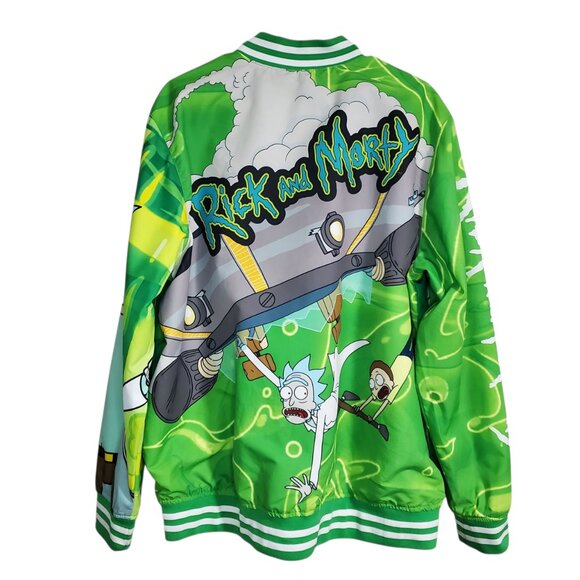 Members Only Rick & Morty Full Zip Green Bomber Jacket - Large - Picture 2 of 9